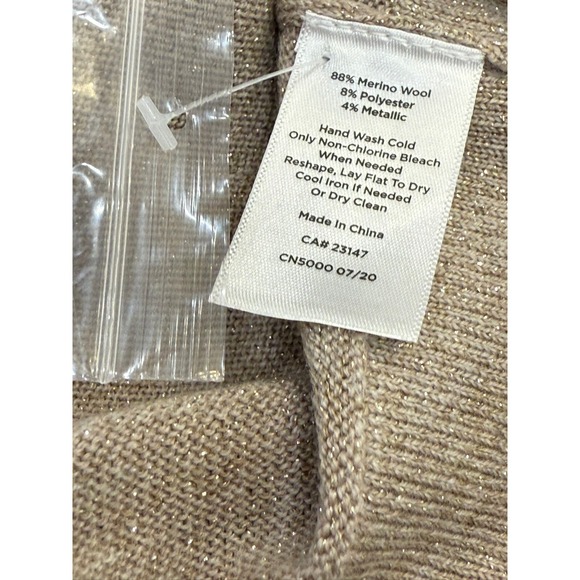 NWT Talbots Size 2X Sabrina Wool Metallic Gold "Mink Heath" Sparkle Sweater - Picture 7 of 7